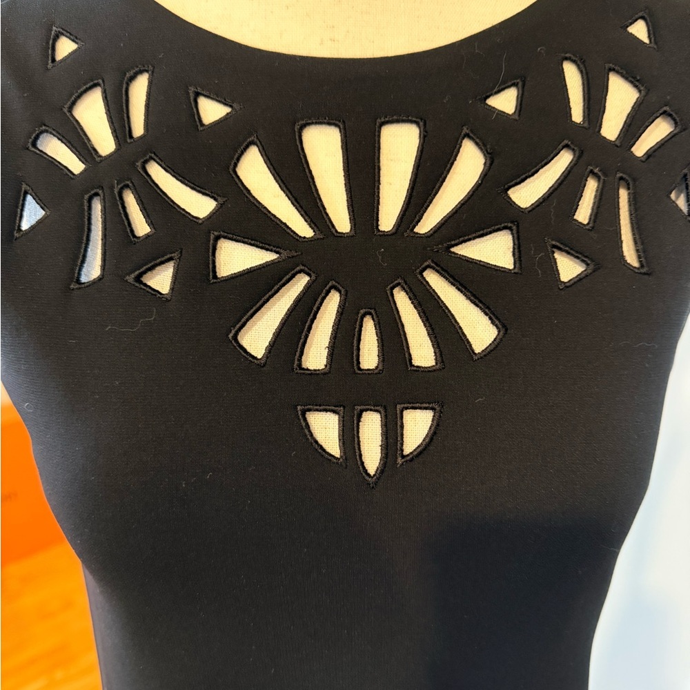 Etro Black Sleeveless Laser-Cut Yoke Shift Dress - Picture 3 of 13